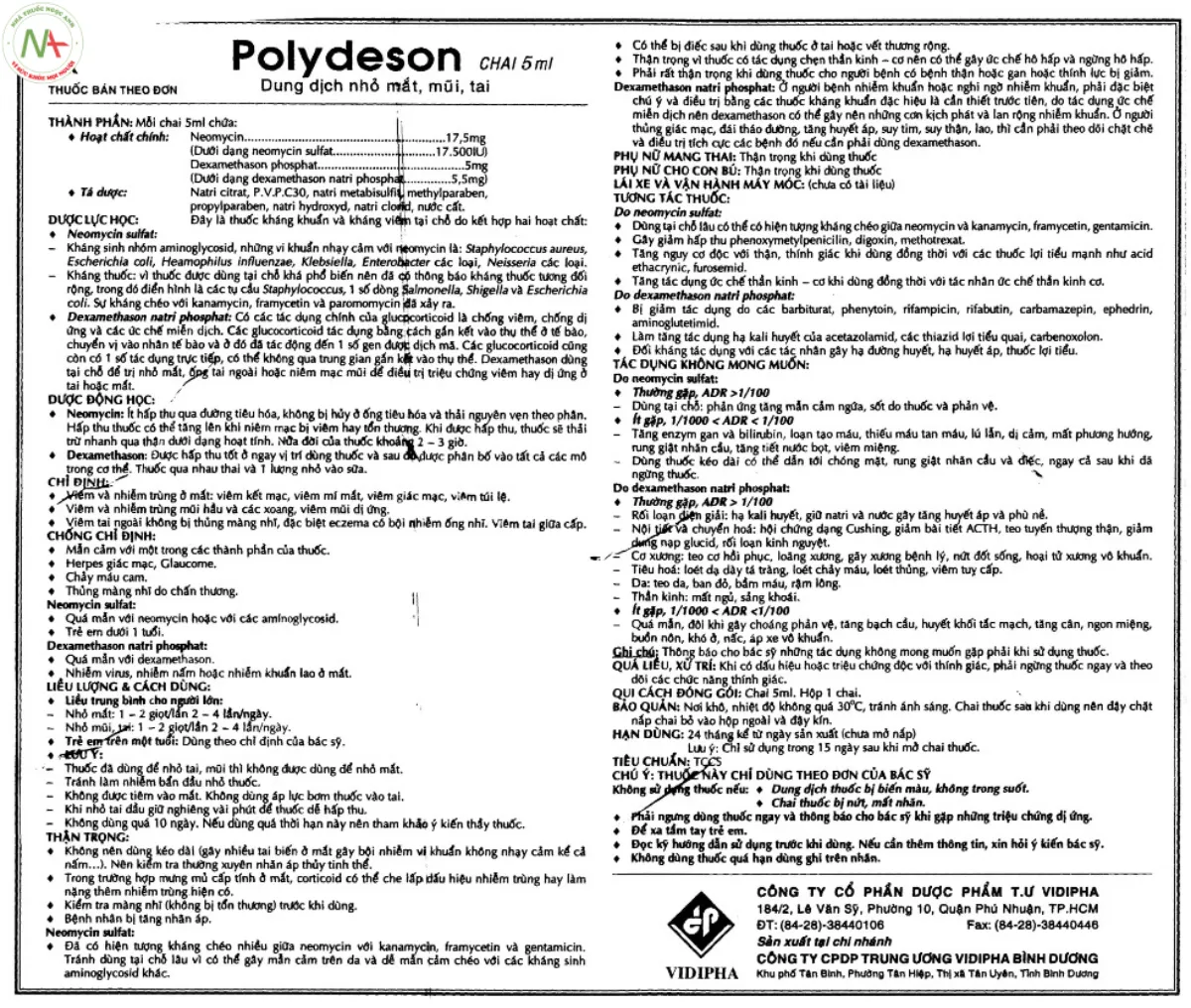 Hướng dẫn sử dụng thuốc Polydeson 5ml