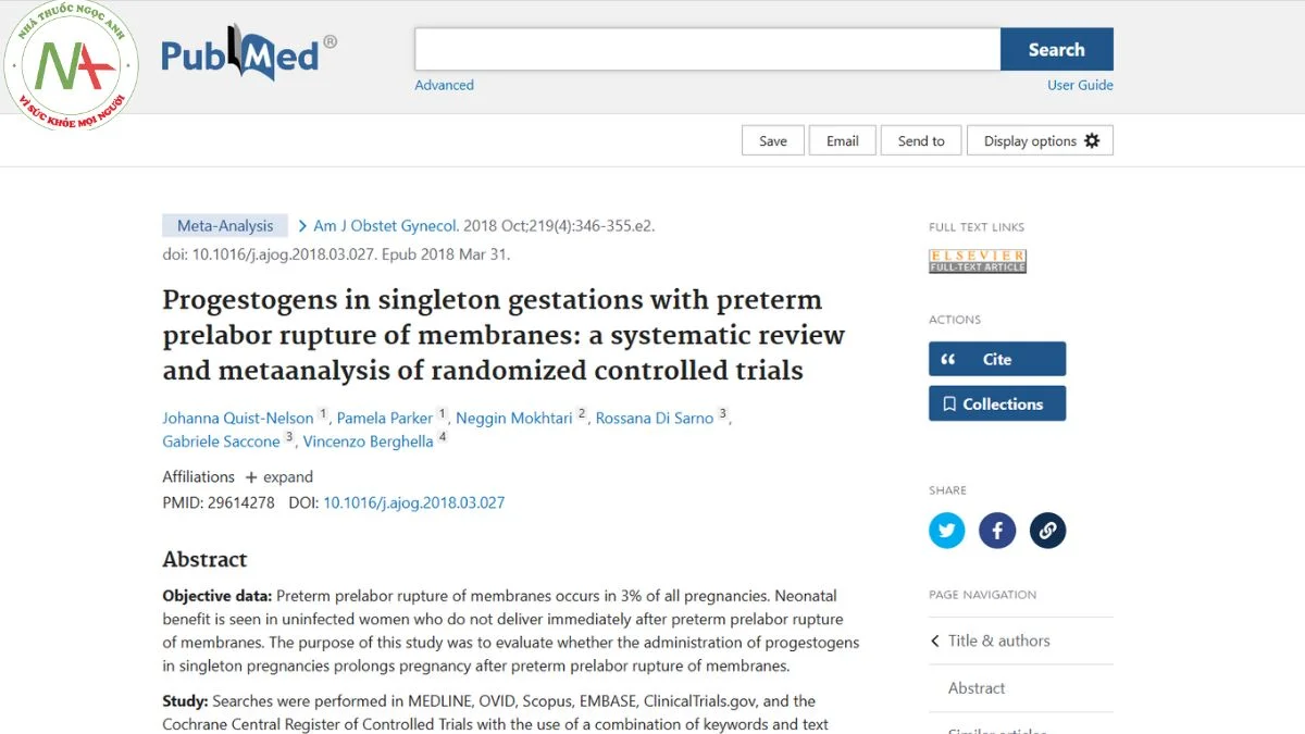 Progestogens in singleton gestations with preterm prelabor rupture of membranes: a systematic review and metaanalysis of randomized controlled trials