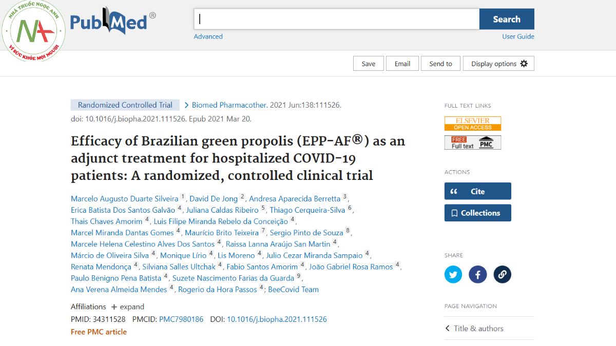 Efficacy of Brazilian green propolis (EPP-AF®) as an adjunct treatment for hospitalized COVID-19 patients: A randomized, controlled clinical trial