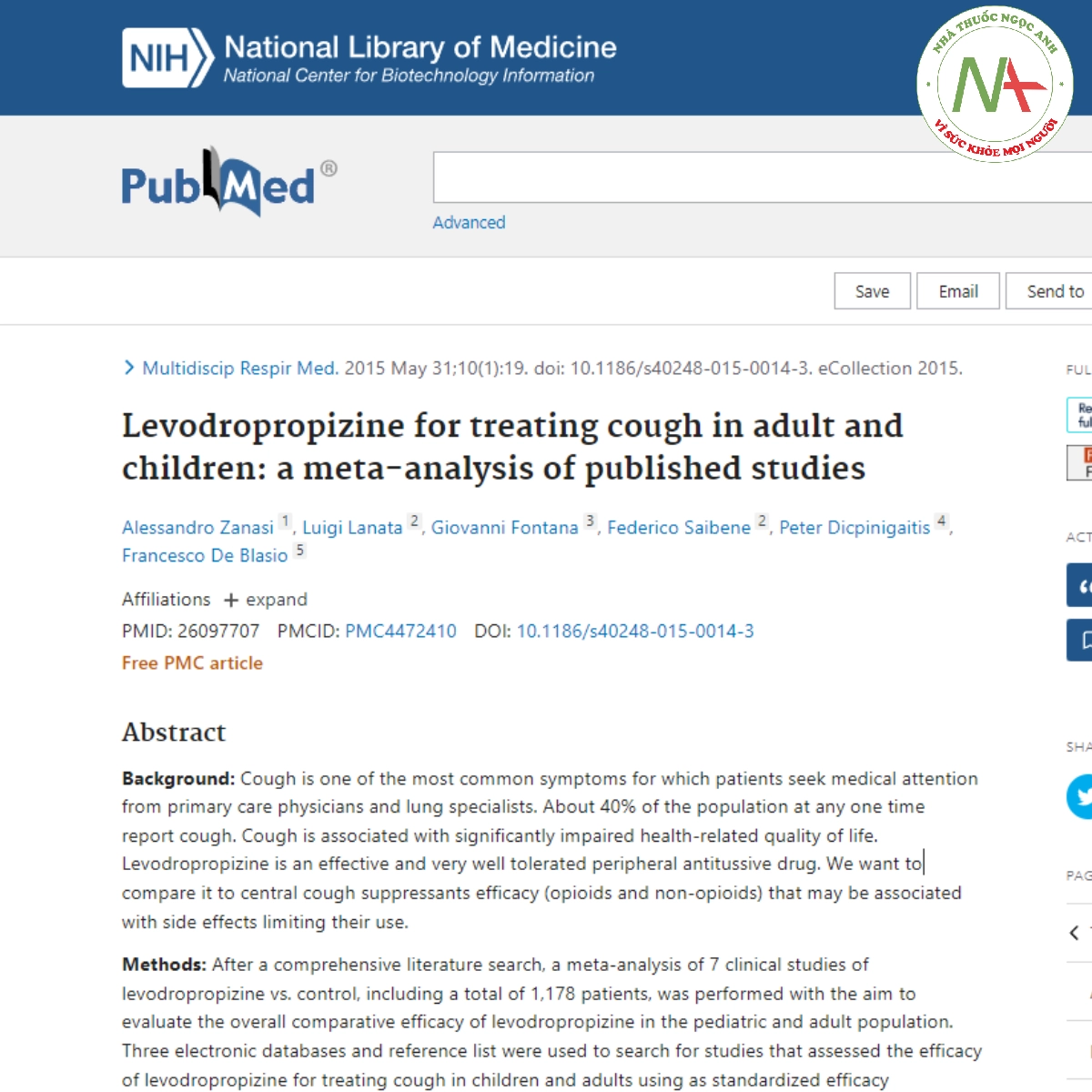 Levodropropizine for treating cough in adult and children_ a meta-analysis of published studies