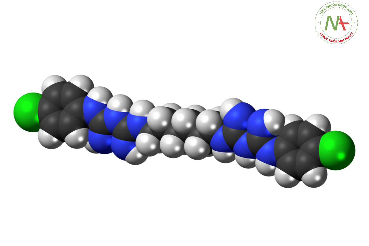 Mô hình bóng và que của Chlorhexidine