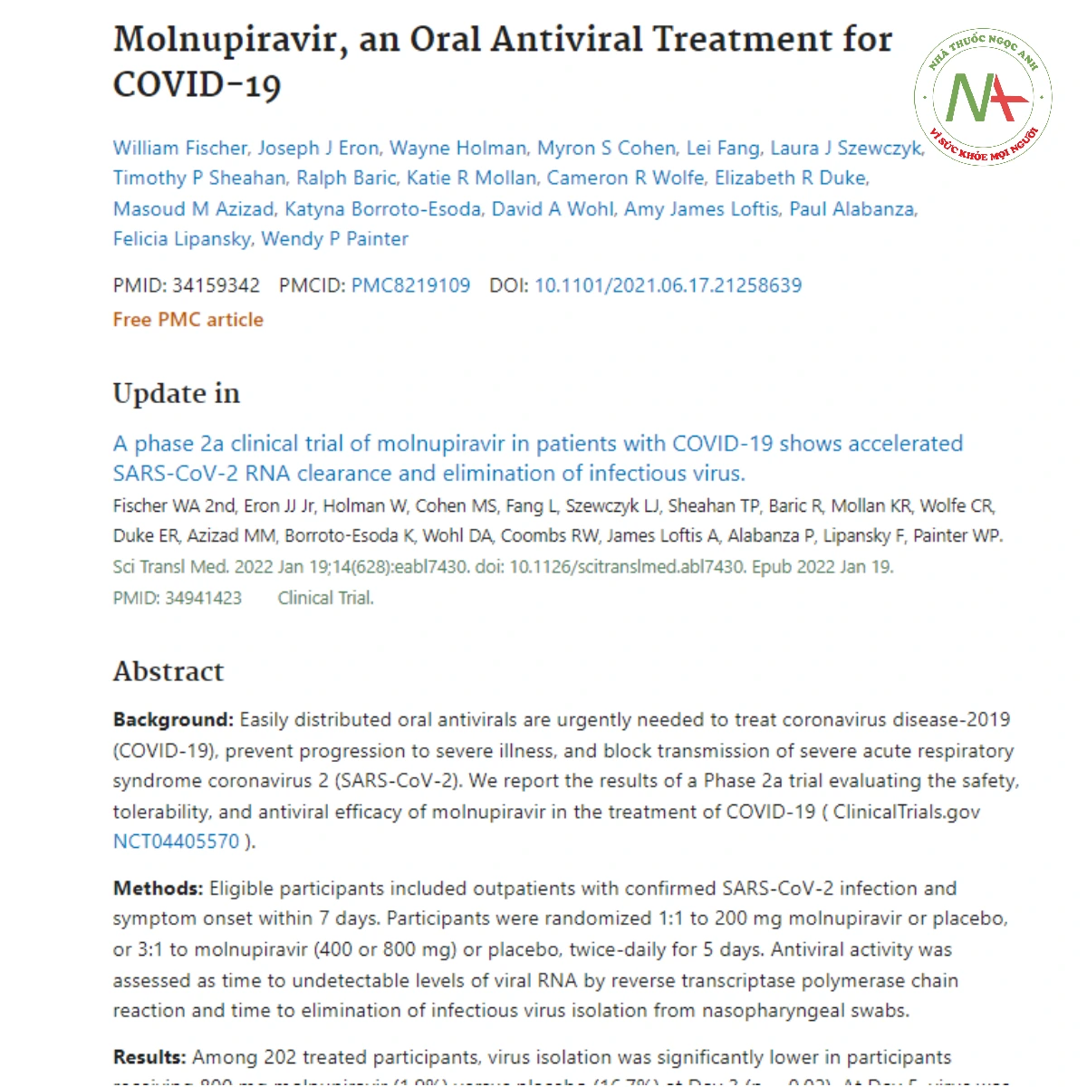 Molnupiravir, an Oral Antiviral Treatment for COVID-19