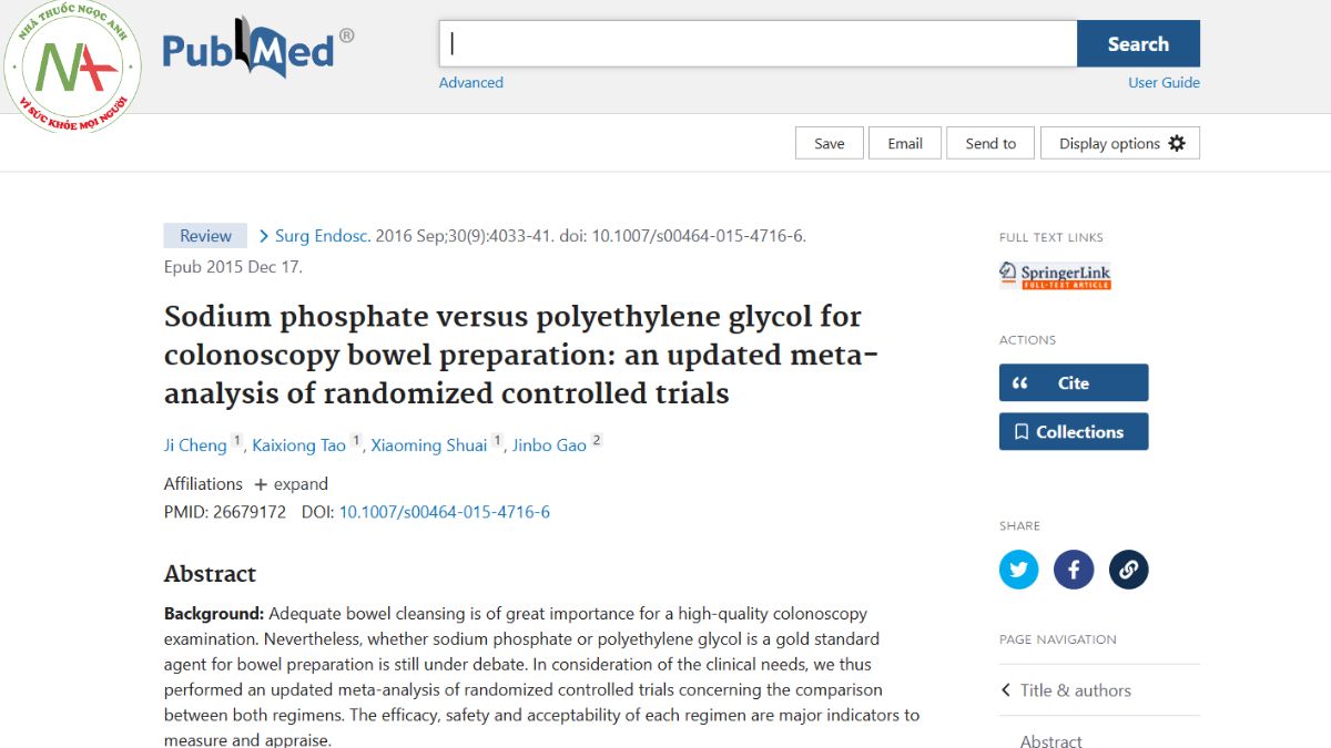 Sodium phosphate versus polyethylene glycol for colonoscopy bowel preparation: an updated meta-analysis of randomized controlled trials