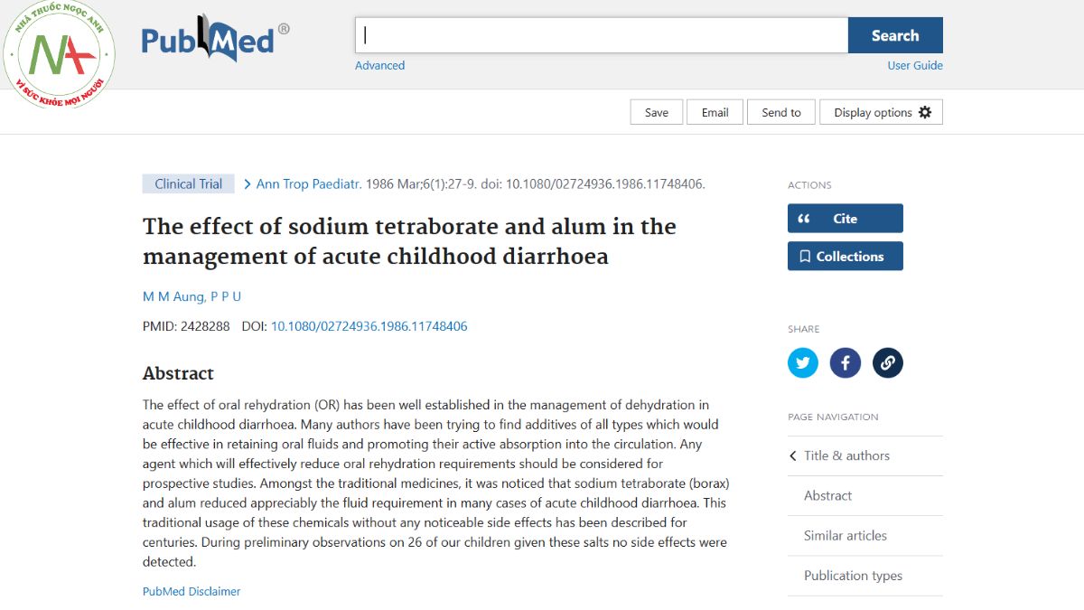 The effect of sodium tetraborate and alum in the management of acute childhood diarrhoea