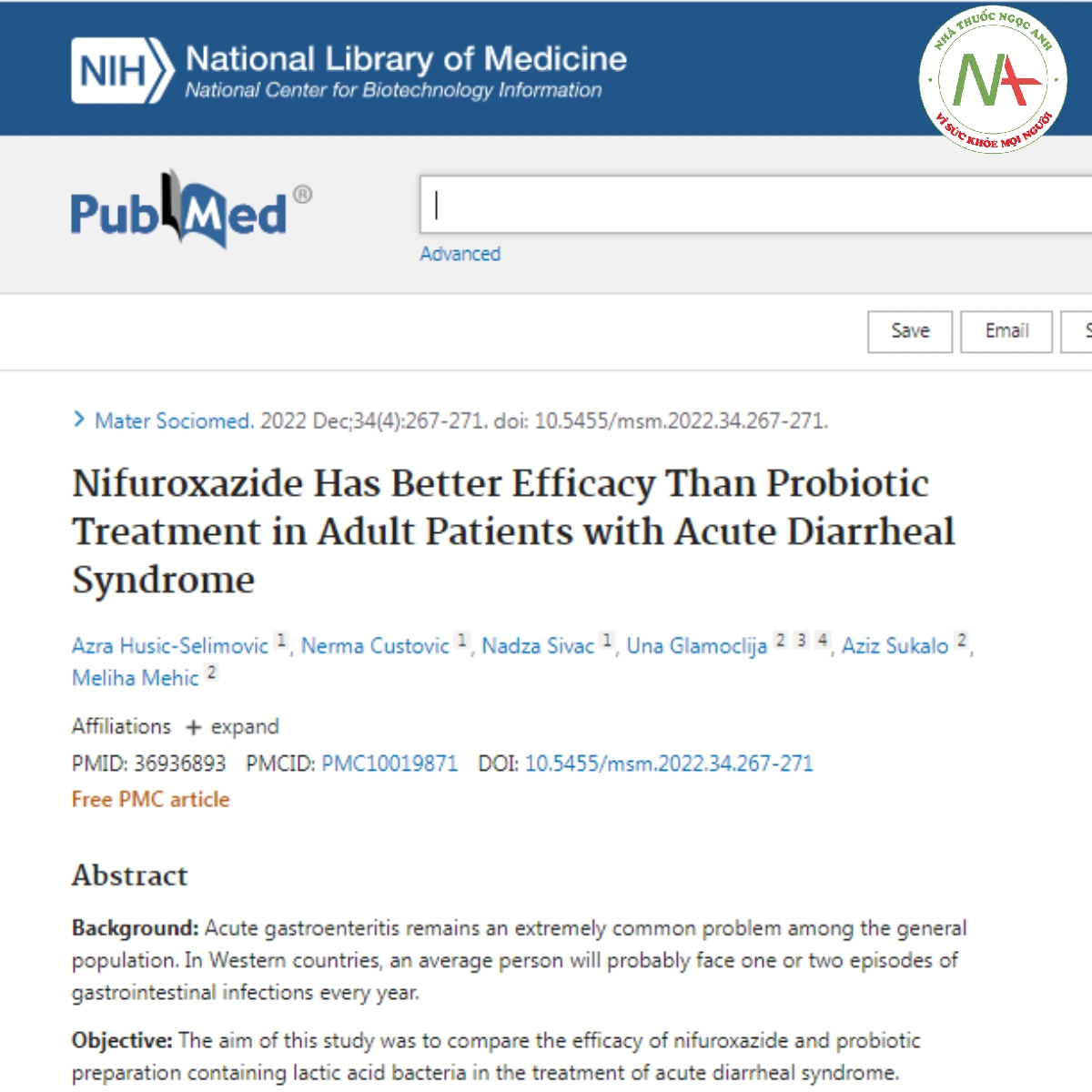Nifuroxazide Has Better Efficacy Than Probiotic Treatment in Adult Patients with Acute Diarrheal Syndrome