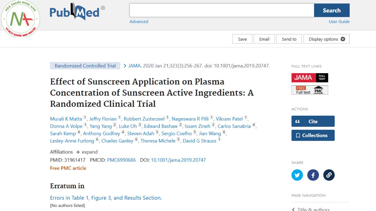 Effect of Sunscreen Application on Plasma Concentration of Sunscreen Active Ingredients: A Randomized Clinical Trial