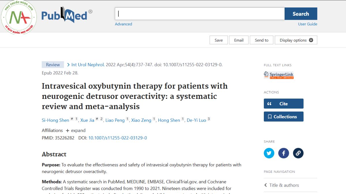 Intravesical oxybutynin therapy for patients with neurogenic detrusor overactivity: a systematic review and meta-analysis
