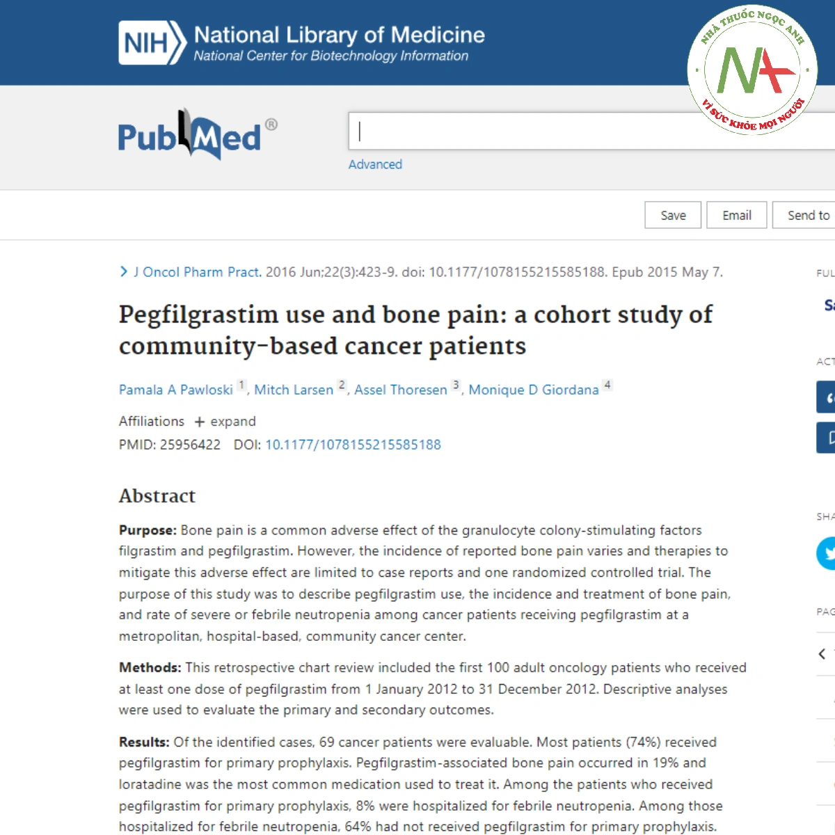 Pegfilgrastim use and bone pain_ a cohort study of community-based cancer patients