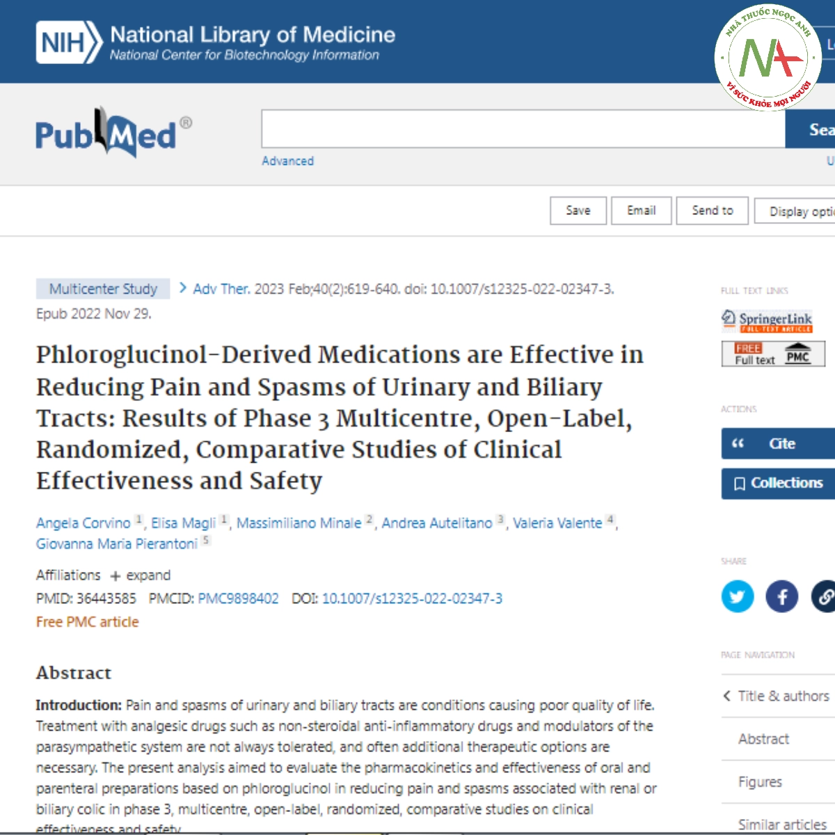 Phloroglucinol-Derived Medications are Effective in Reducing Pain and Spasms of Urinary and Biliary Tracts