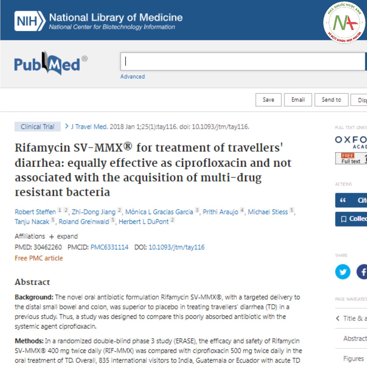 Rifamycin SV-MMX® for treatment of travellers' diarrhea_ equally effective as ciprofloxacin and not associated with the acquisition of multi-drug resistant bacteria