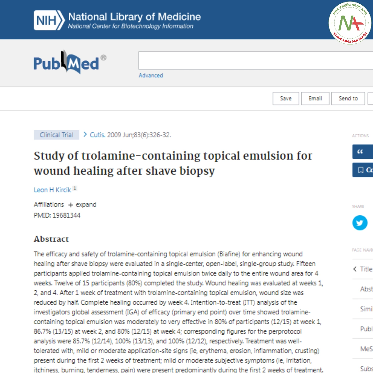 Study of trolamine-containing topical emulsion for wound healing after shave biopsy