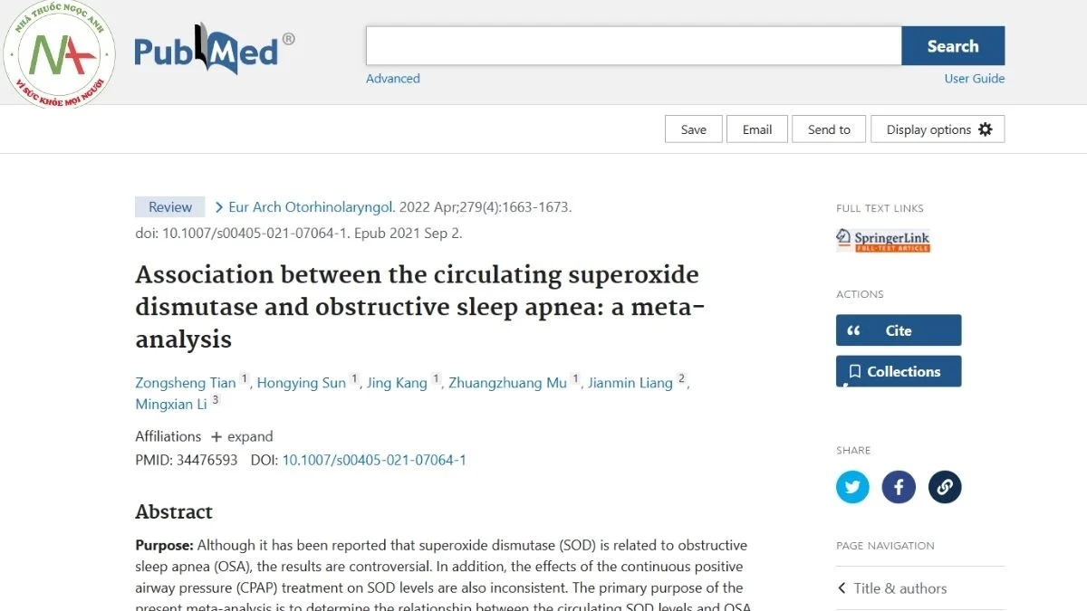 Association between the circulating superoxide dismutase and obstructive sleep apnea: a meta-analysis