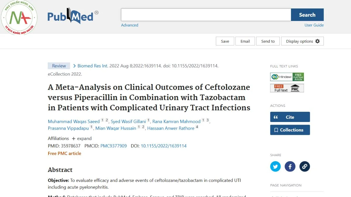 A Meta-Analysis on Clinical Outcomes of Ceftolozane versus Piperacillin in Combination with Tazobactam in Patients with Complicated Urinary Tract Infections