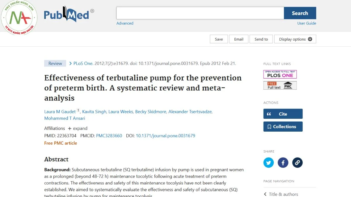 Effectiveness of terbutaline pump for the prevention of preterm birth. A systematic review and meta-analysis