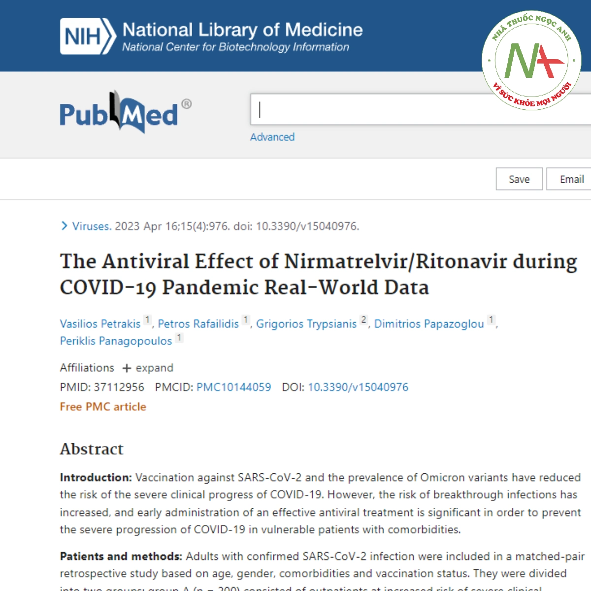 The Antiviral Effect of Nirmatrelvir_Ritonavir during COVID-19 Pandemic Real-World Data