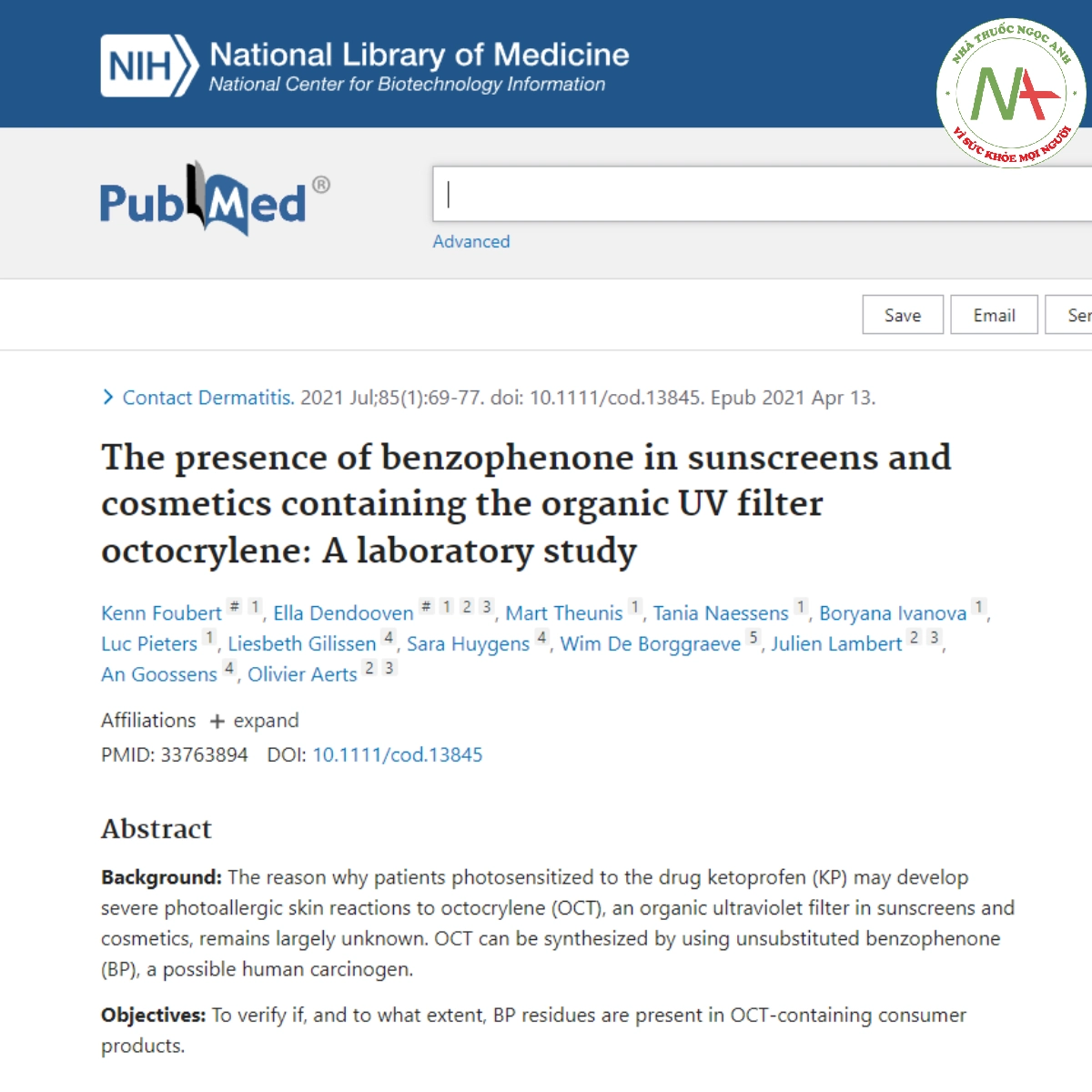 The presence of benzophenone in sunscreens and cosmetics containing the organic UV filter octocrylene_ A laboratory study