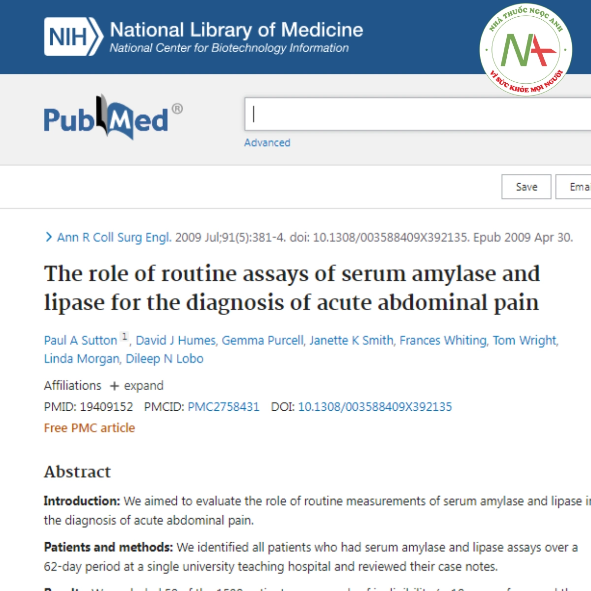 The role of routine assays of serum amylase and lipase for the diagnosis of acute abdominal pain