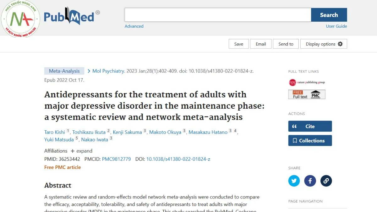 Antidepressants for the treatment of adults with major depressive disorder in the maintenance phase: a systematic review and network meta-analysis