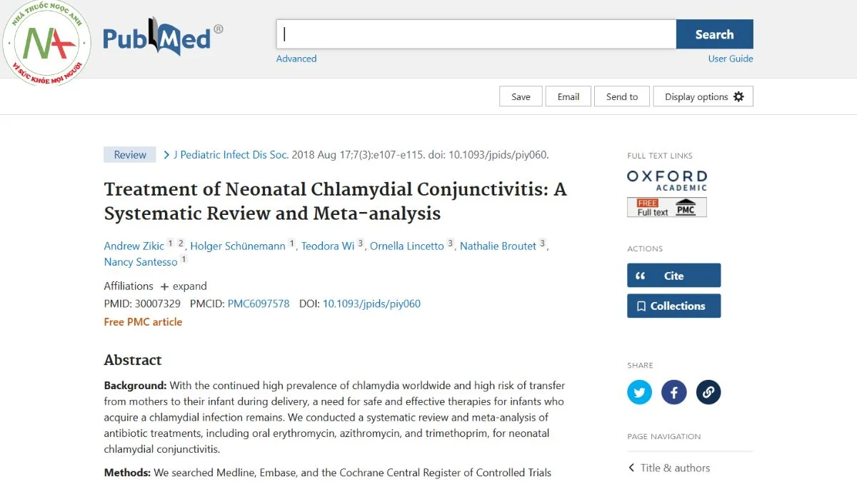 Treatment of Neonatal Chlamydial Conjunctivitis: A Systematic Review and Meta-analysis
