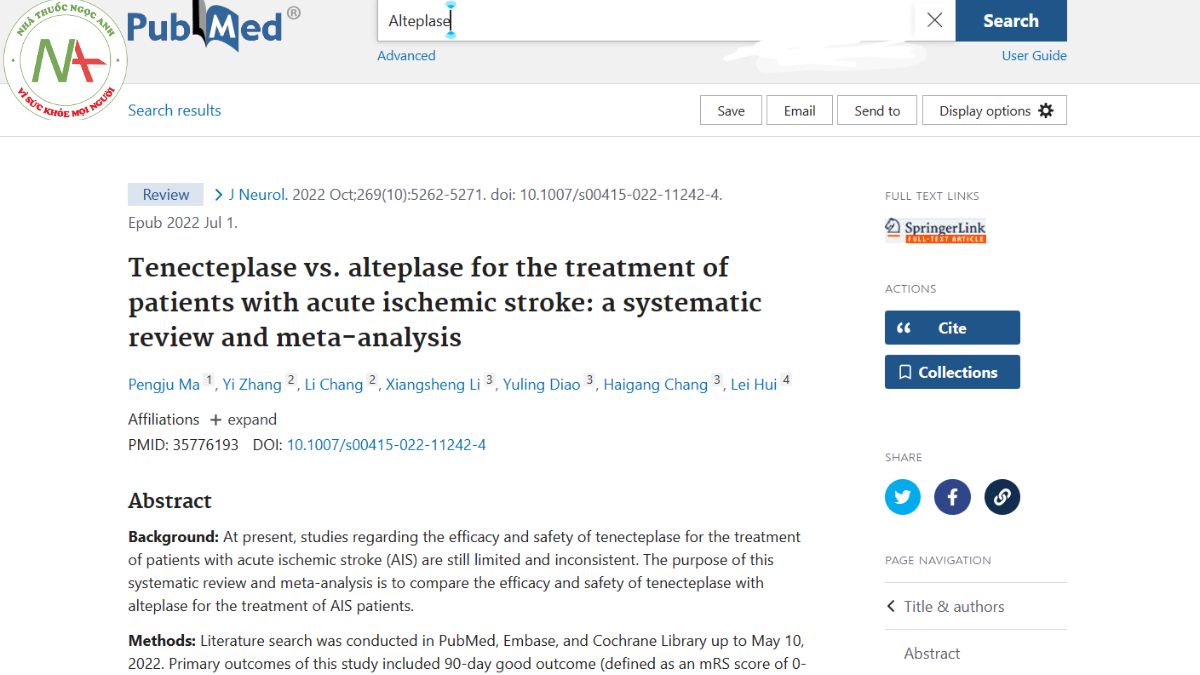 Tenecteplase vs. alteplase for the treatment of patients with acute ischemic stroke: a systematic review and meta-analysis