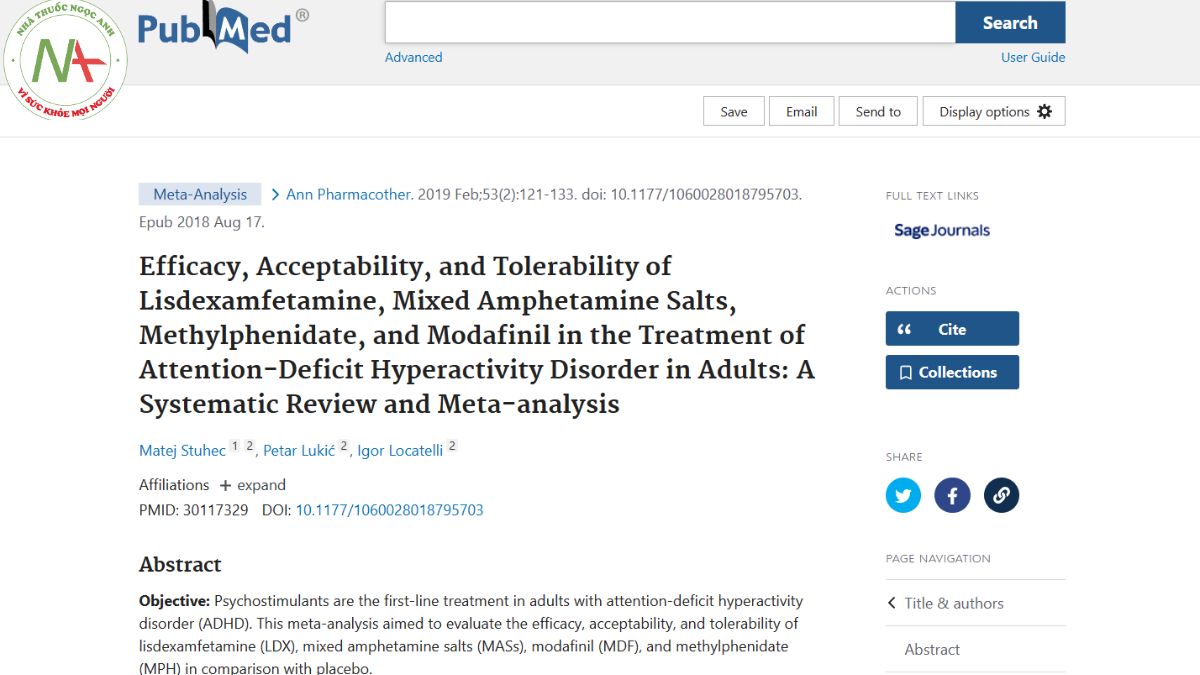Efficacy, Acceptability, and Tolerability of Lisdexamfetamine, Mixed Amphetamine Salts, Methylphenidate, and Modafinil in the Treatment of Attention-Deficit Hyperactivity Disorder in Adults: A Systematic Review and Meta-analysis