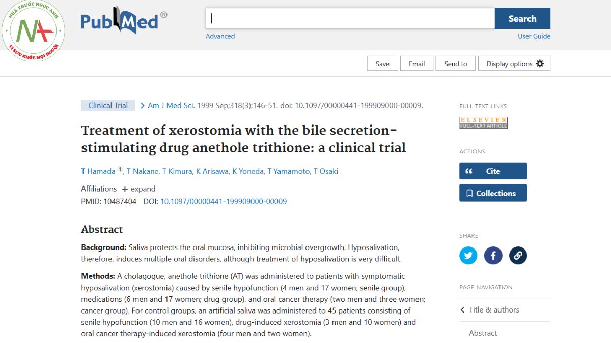 Treatment of xerostomia with the bile secretion-stimulating drug anethole trithione: a clinical trial