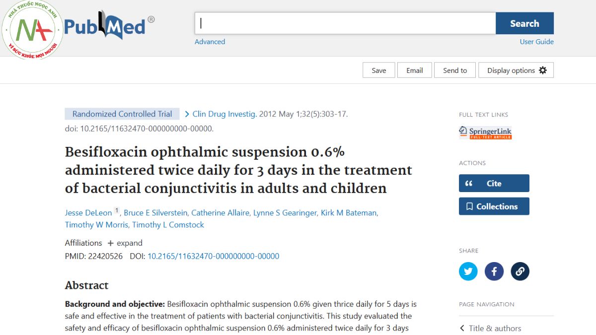 Besifloxacin ophthalmic suspension 0.6% administered twice daily for 3 days in the treatment of bacterial conjunctivitis in adults and children
