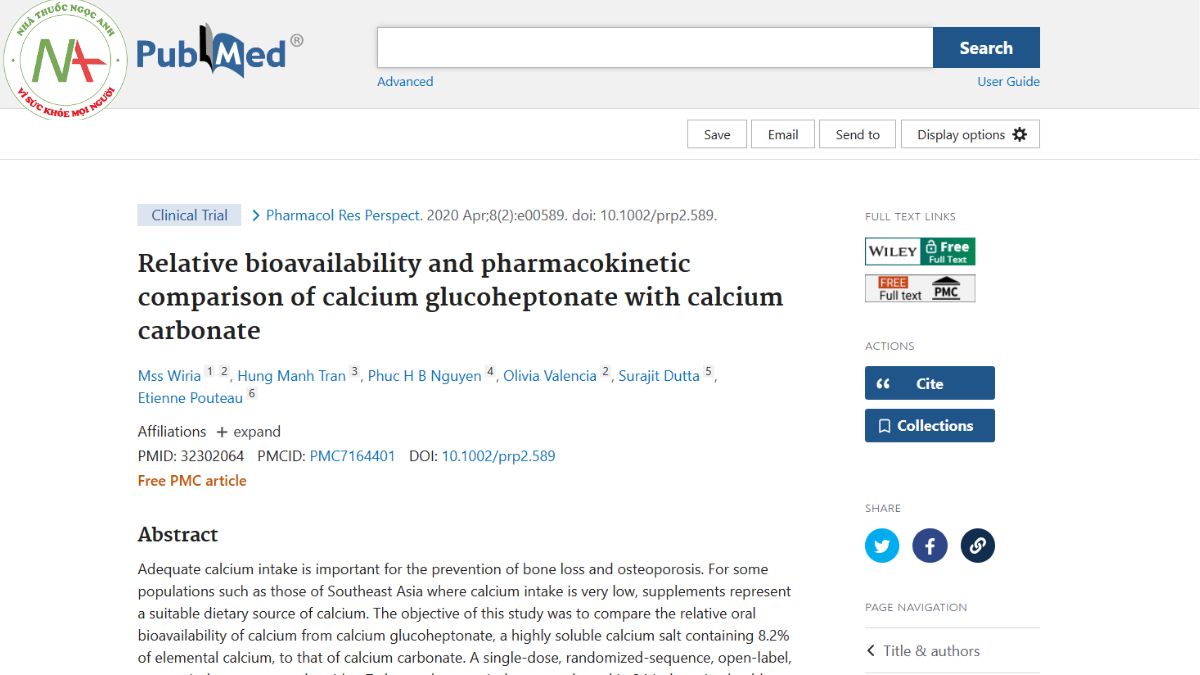 Relative bioavailability and pharmacokinetic comparison of calcium glucoheptonate with calcium carbonate