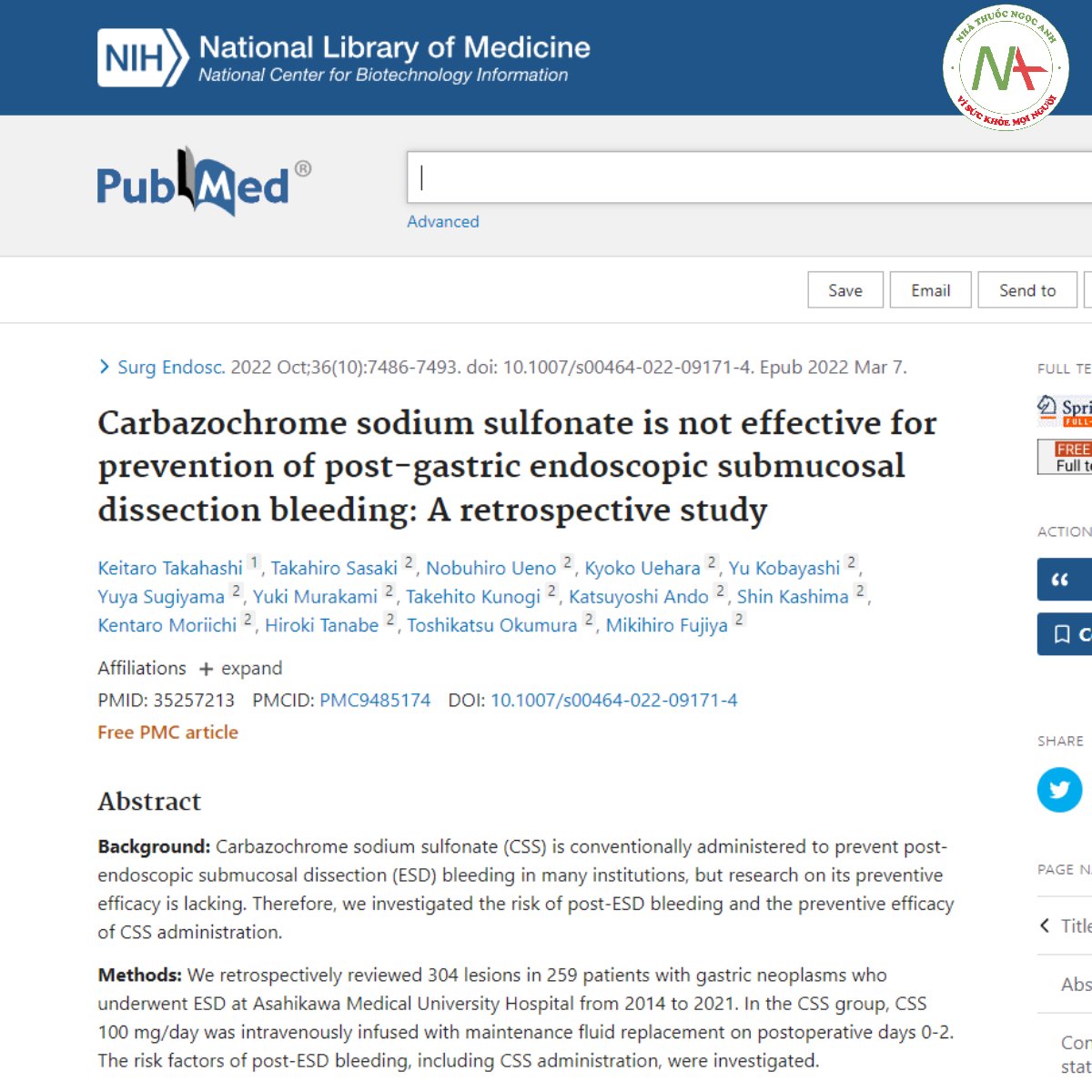 Carbazochrome sodium sulfonate is not effective for prevention of post-gastric endoscopic submucosal dissection bleeding_ A retrospective study