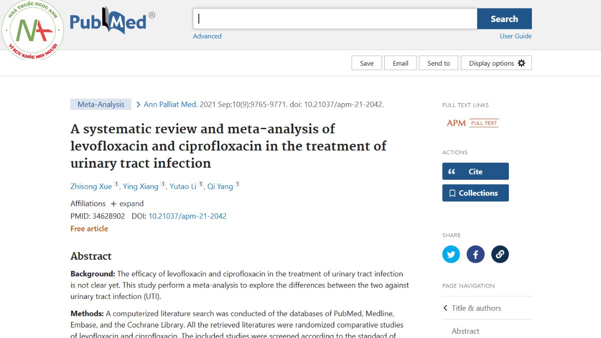 A systematic review and meta-analysis of levofloxacin and ciprofloxacin in the treatment of urinary tract infection