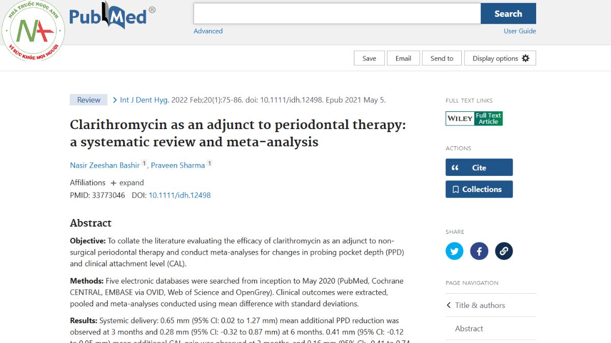 Clarithromycin as an adjunct to periodontal therapy: a systematic review and meta-analysis
