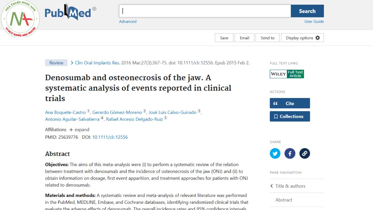 Denosumab and osteonecrosis of the jaw. A systematic analysis of events reported in clinical trials