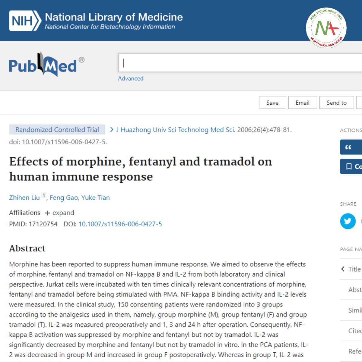 Effects of morphine, fentanyl and tramadol on human immune response