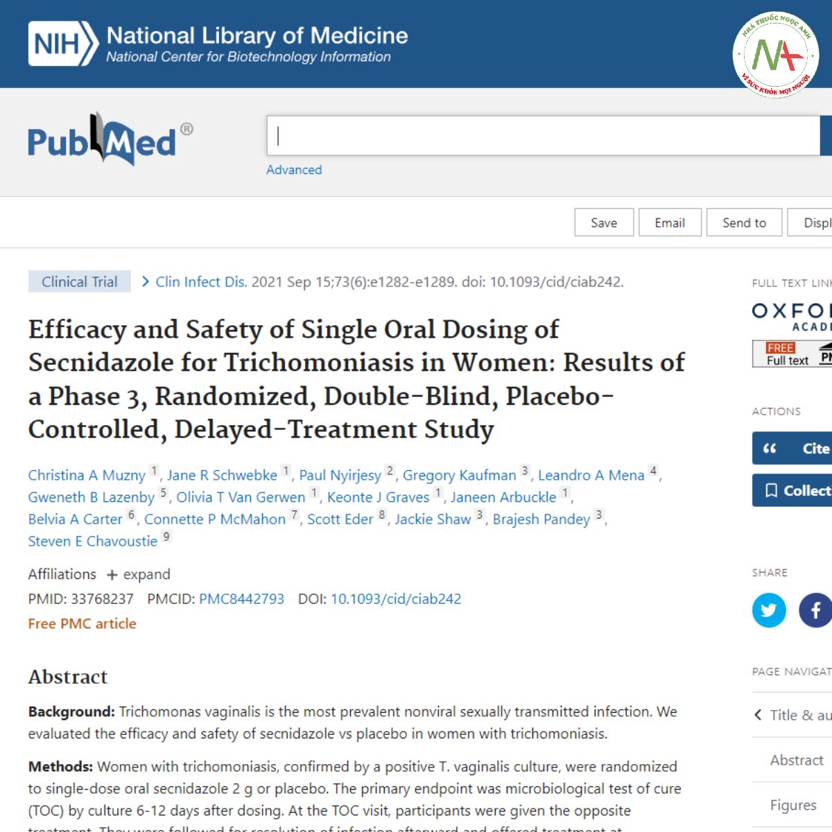 Efficacy and Safety of Single Oral Dosing of Secnidazole for Trichomoniasis in Women_ Results of a Phase 3, Randomized, Double-Blind, Placebo-Controlled, Delayed-Treatment Study