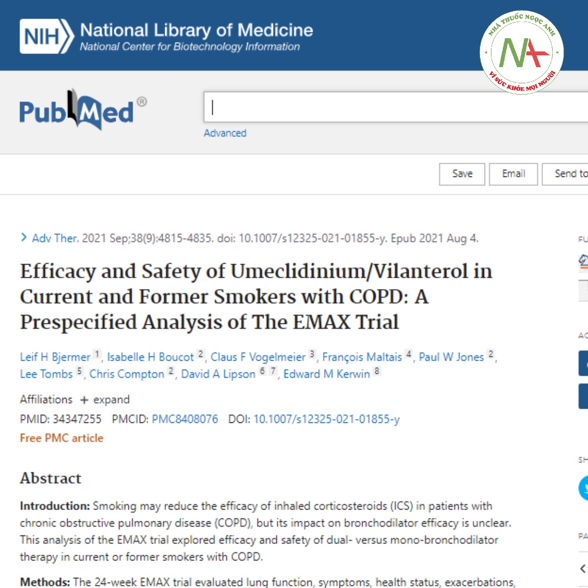 Efficacy and Safety of Umeclidinium_Vilanterol in Current and Former Smokers with COPD_ A Prespecified Analysis of The EMAX Trial