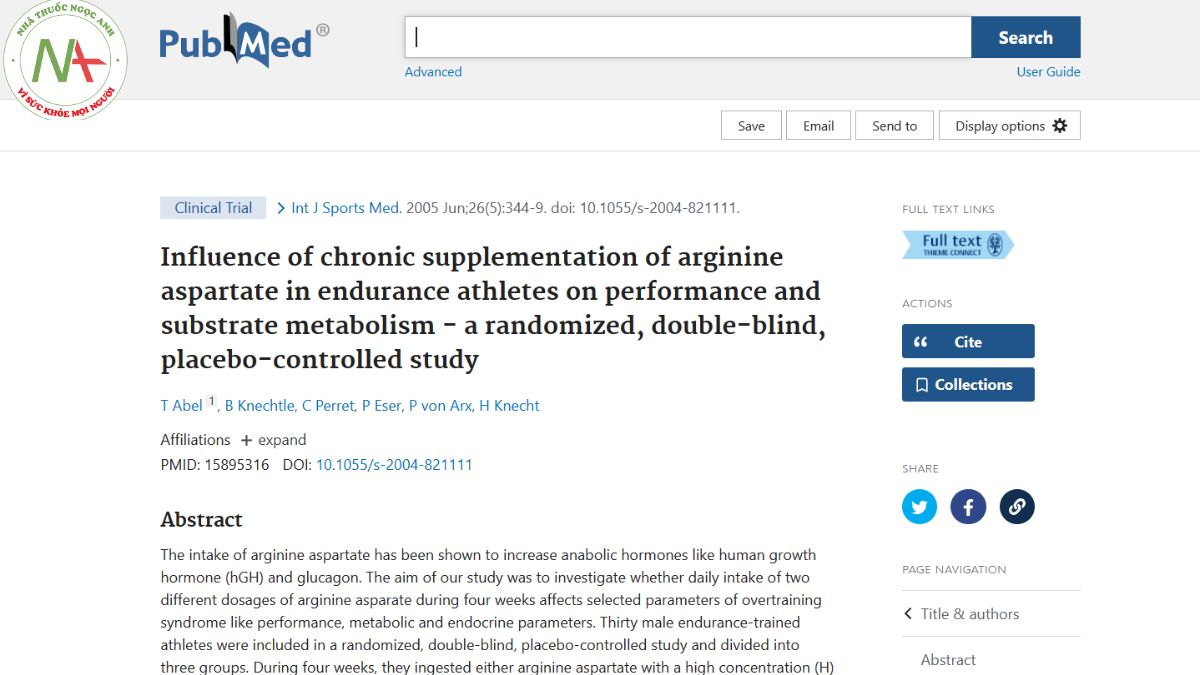 Influence of chronic supplementation of arginine aspartate in endurance athletes on performance and substrate metabolism - a randomized, double-blind, placebo-controlled study