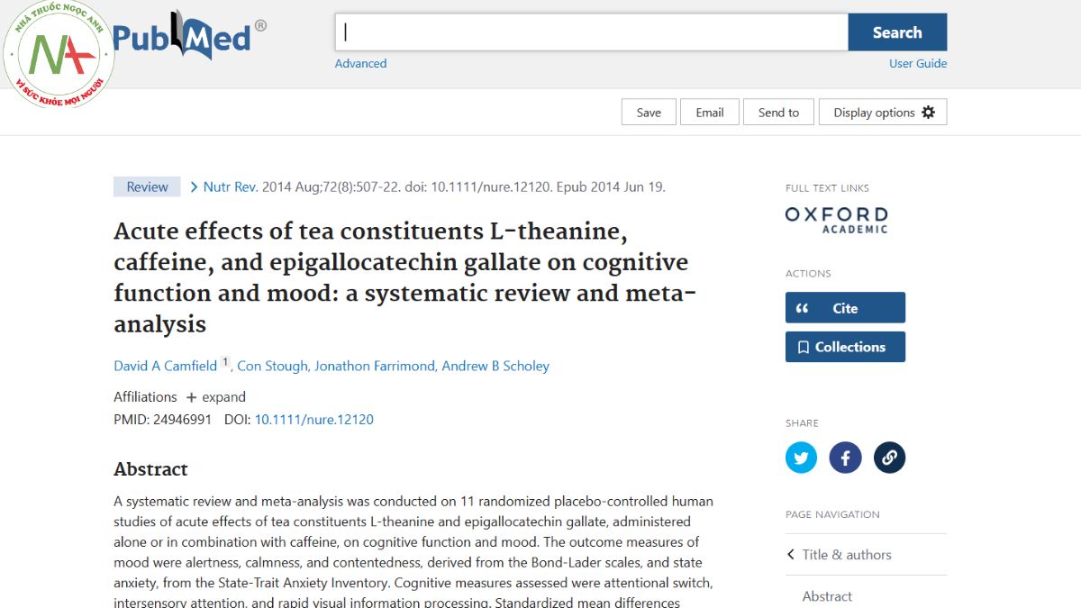 Acute effects of tea constituents L-theanine, caffeine, and epigallocatechin gallate on cognitive function and mood: a systematic review and meta-analysis