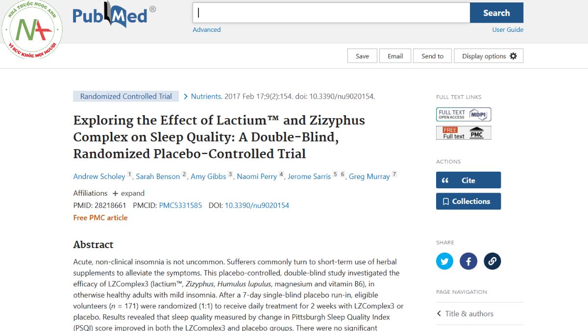 Exploring the Effect of Lactium™ and Zizyphus Complex on Sleep Quality: A Double-Blind, Randomized Placebo-Controlled Trial
