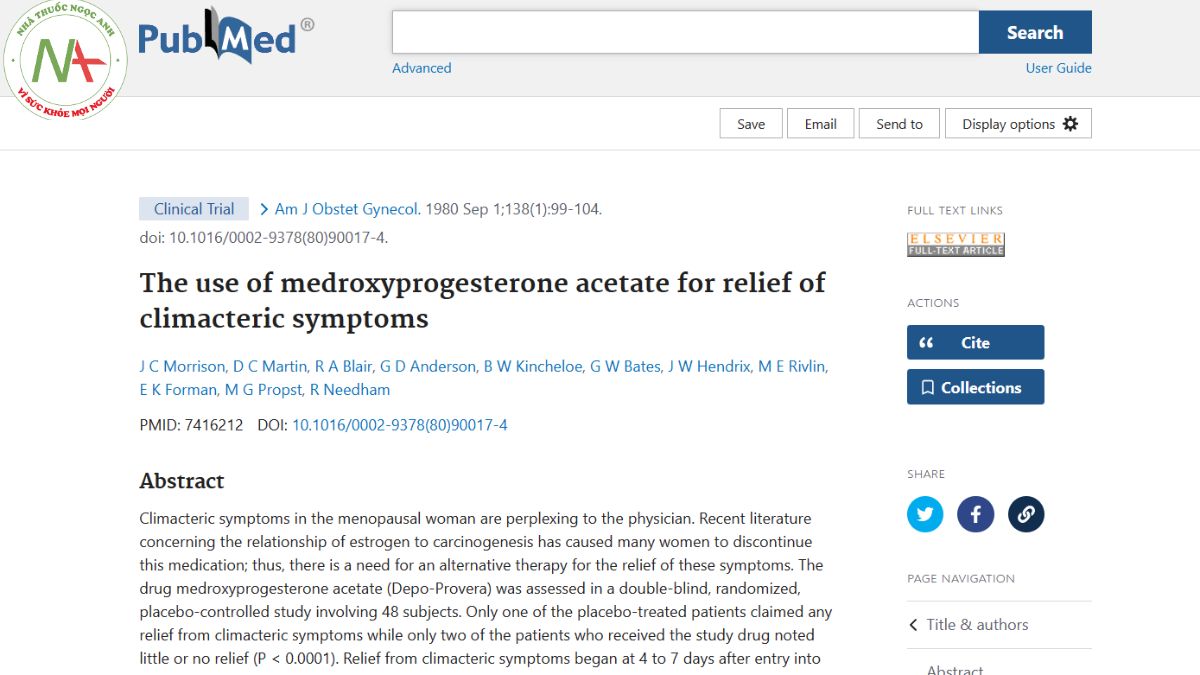 The use of medroxyprogesterone acetate for relief of climacteric symptoms