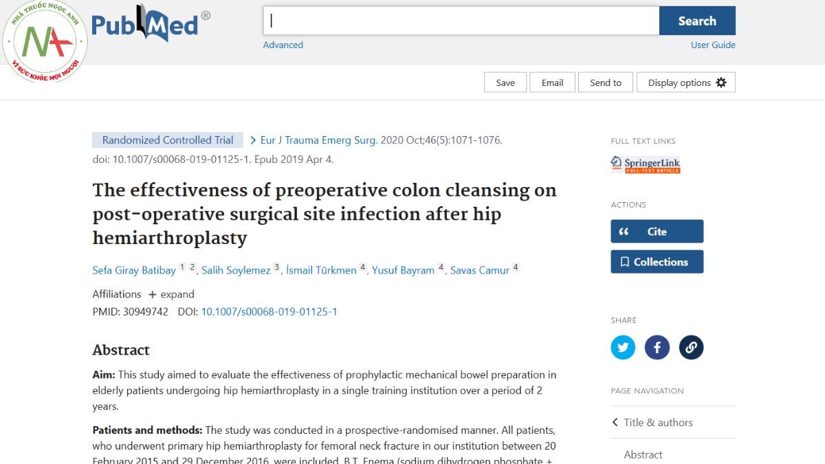 The effectiveness of preoperative colon cleansing on post-operative surgical site infection after hip hemiarthroplasty
