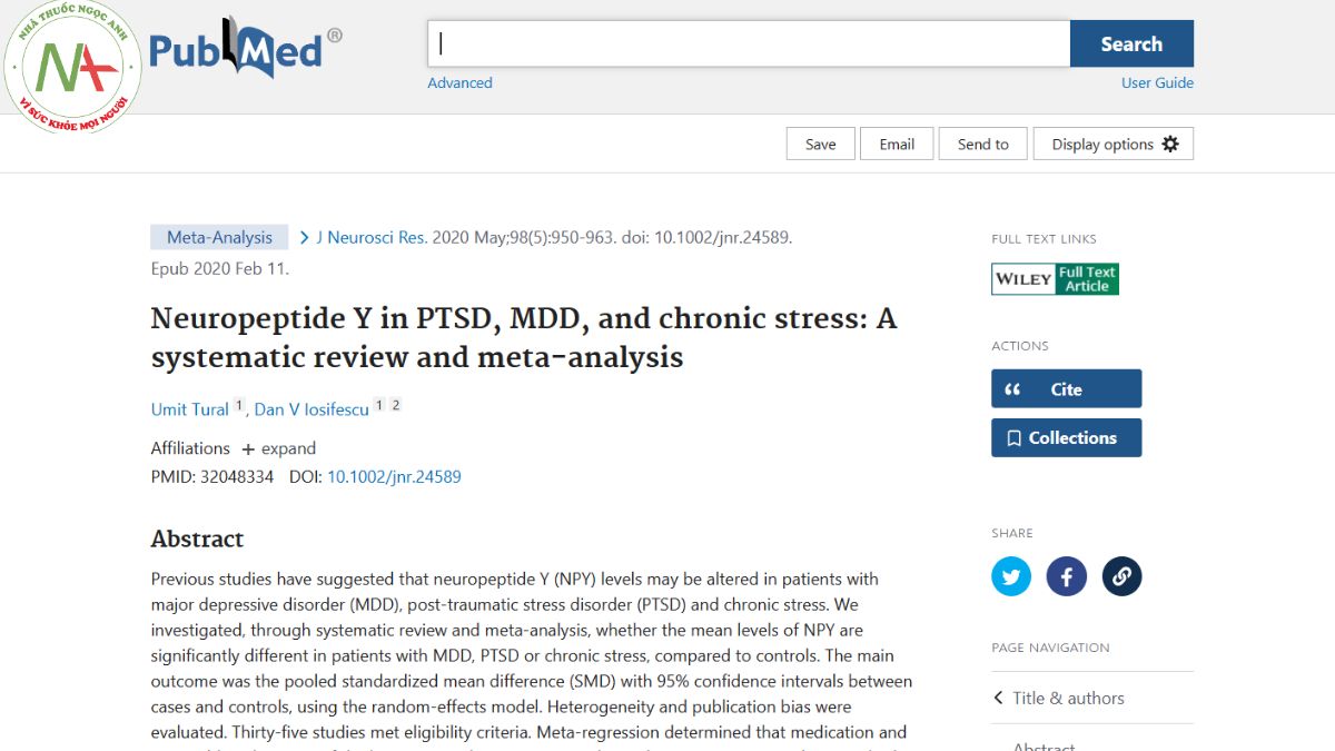 Neuropeptide Y in PTSD, MDD, and chronic stress: A systematic review and meta-analysis