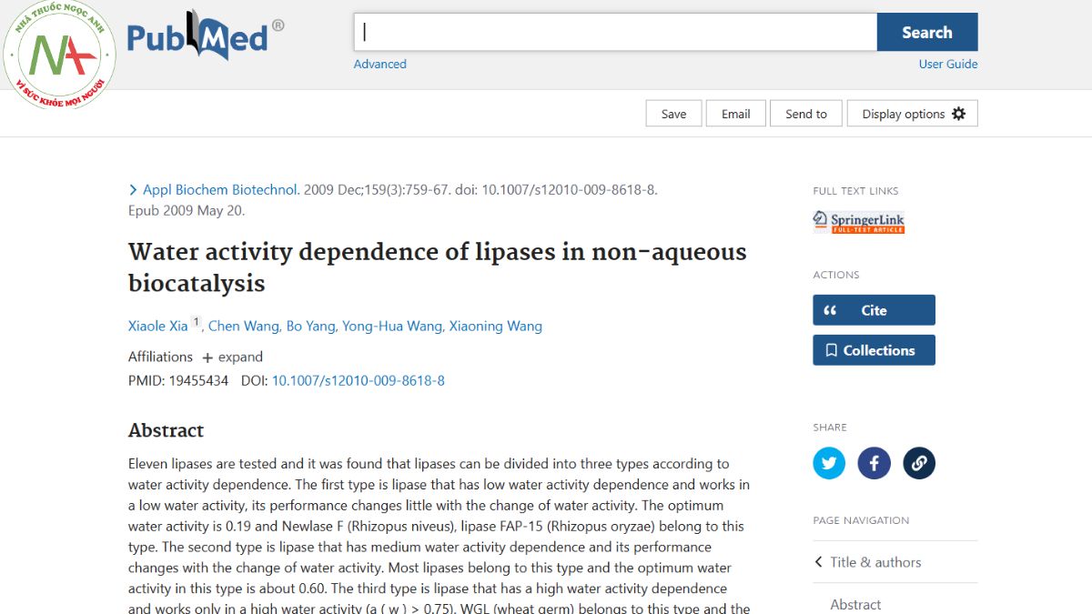 Water activity dependence of lipases in non-aqueous biocatalysis
