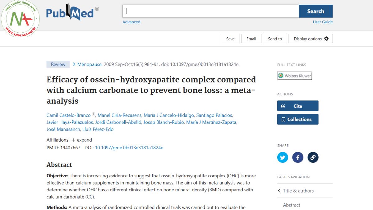 Efficacy of ossein-hydroxyapatite complex compared with calcium carbonate to prevent bone loss: a meta-analysis