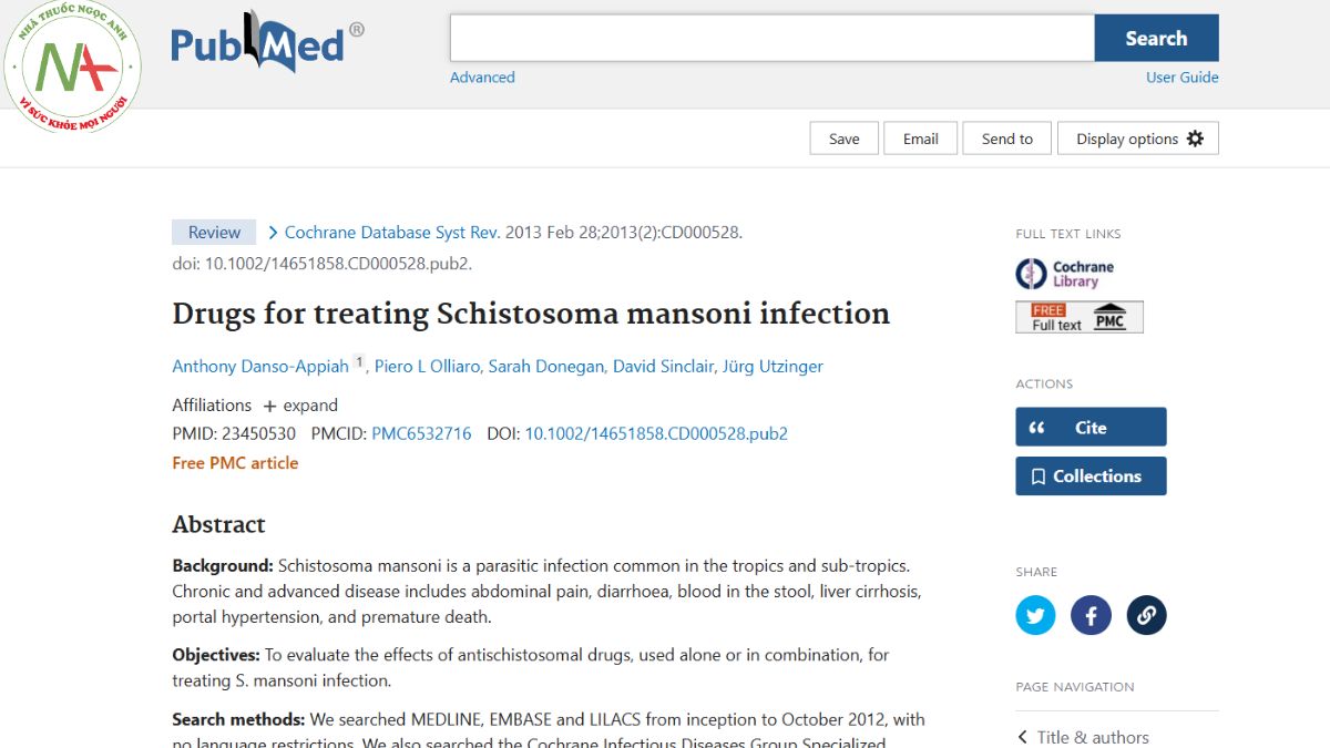 Drugs for treating Schistosoma mansoni infection