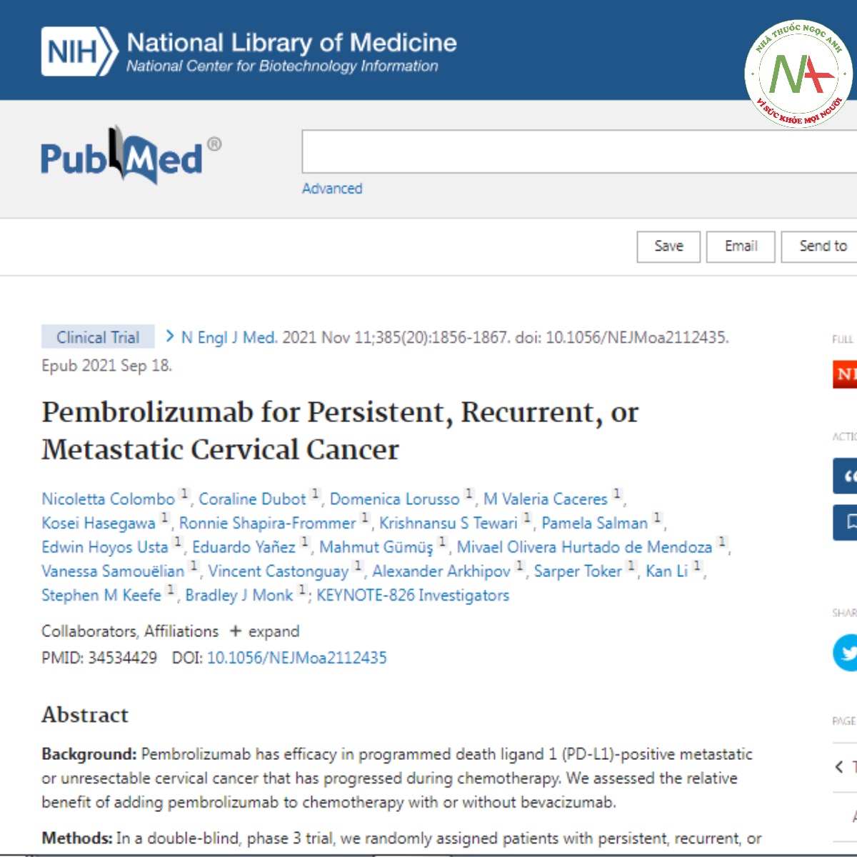 Pembrolizumab for Persistent, Recurrent, or Metastatic Cervical Cancer