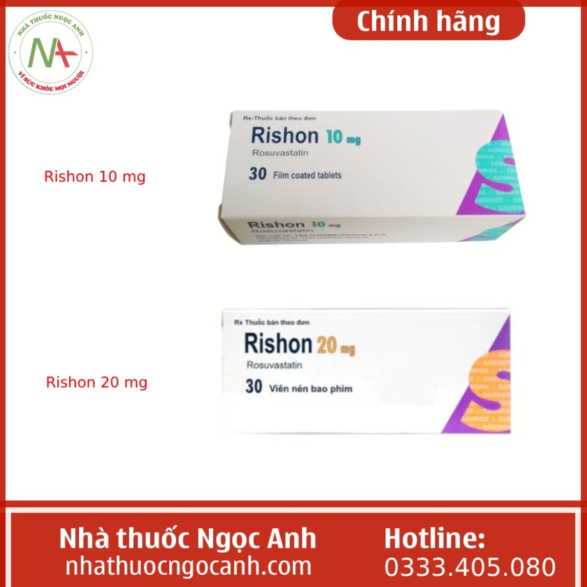 Rishon 10 mg và Rishon 20 mg