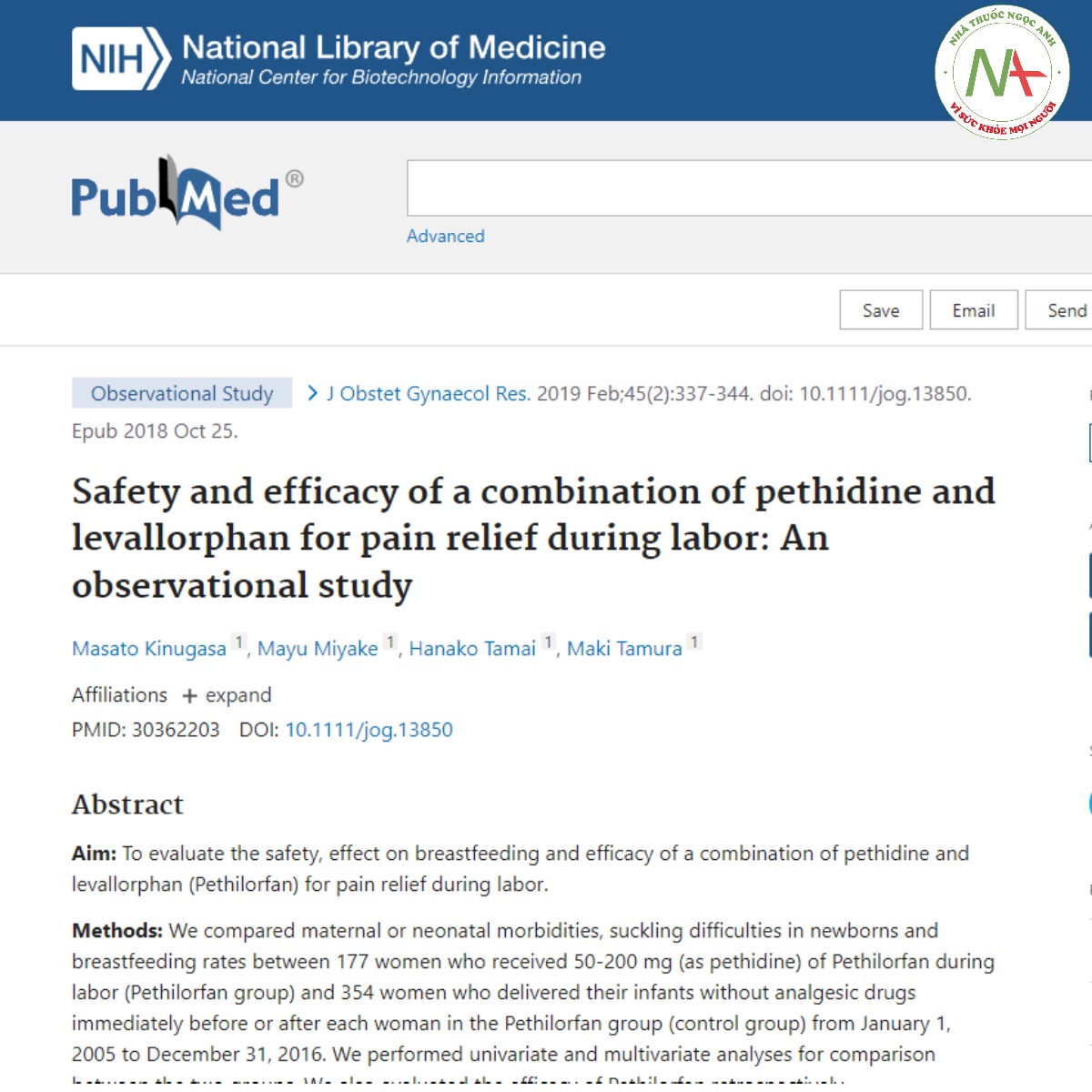 Safety and efficacy of a combination of pethidine and levallorphan for pain relief during labor_ An observational study