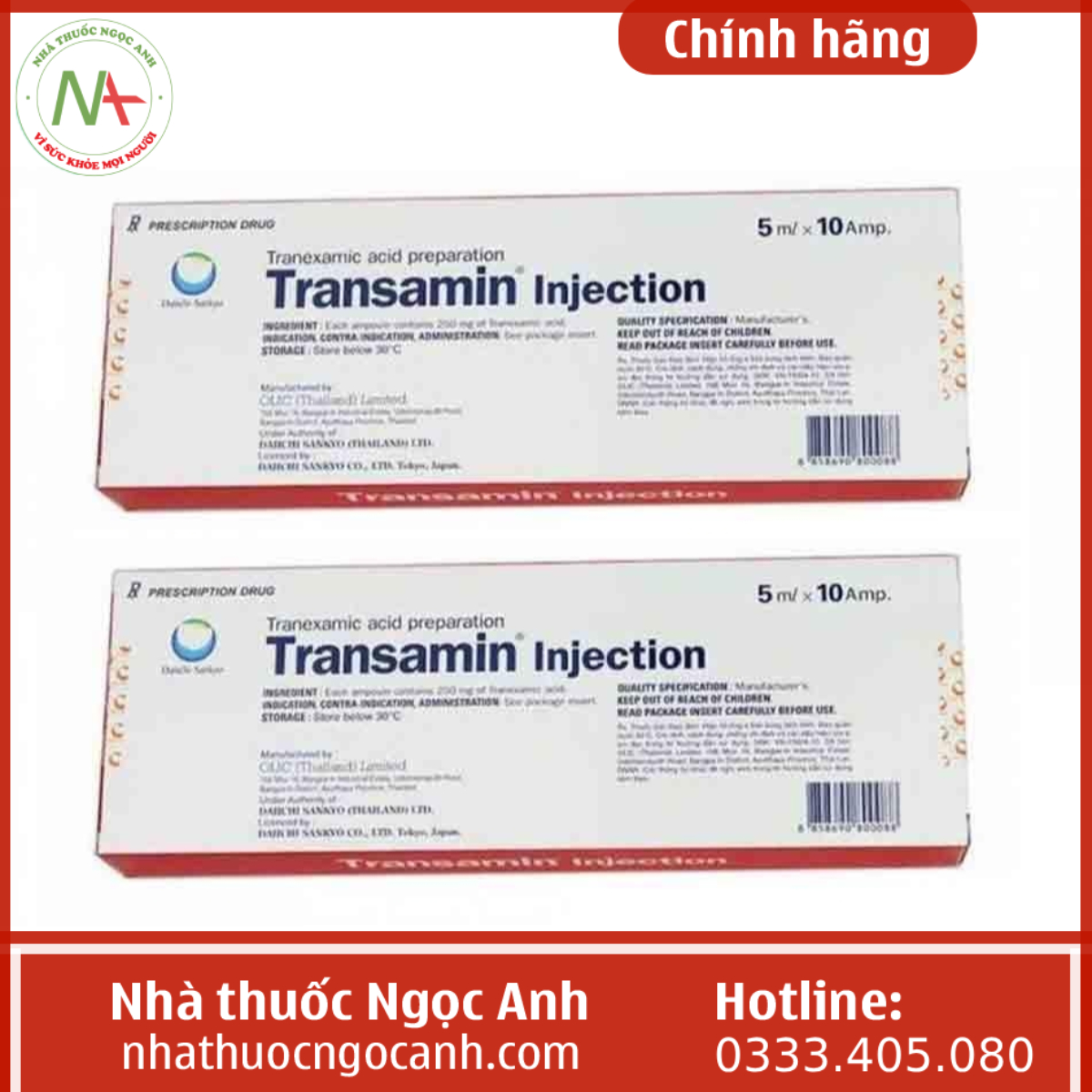 Thuốc Transamin Injection 250mg/5ml