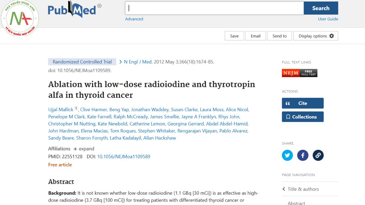 Ablation with low-dose radioiodine and thyrotropin alfa in thyroid cancer