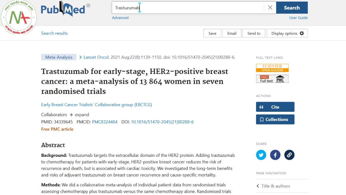 Trastuzumab for early-stage, HER2-positive breast cancer: a meta-analysis of 13 864 women in seven randomised trials